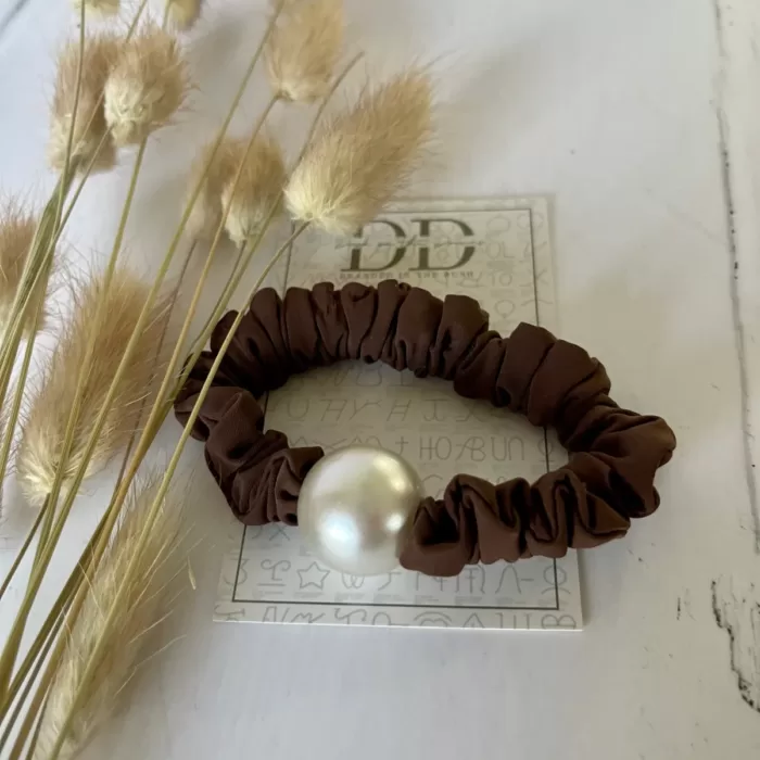 SAMMY Pearl Hair Scrunchie (Chocolate) | Dusk on the Downs