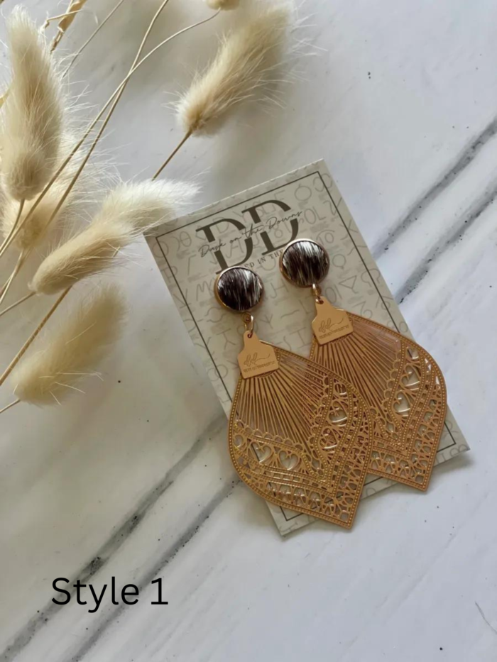 TILLY Cowhide Dangle Earrings (1) | Dusk on the Downs