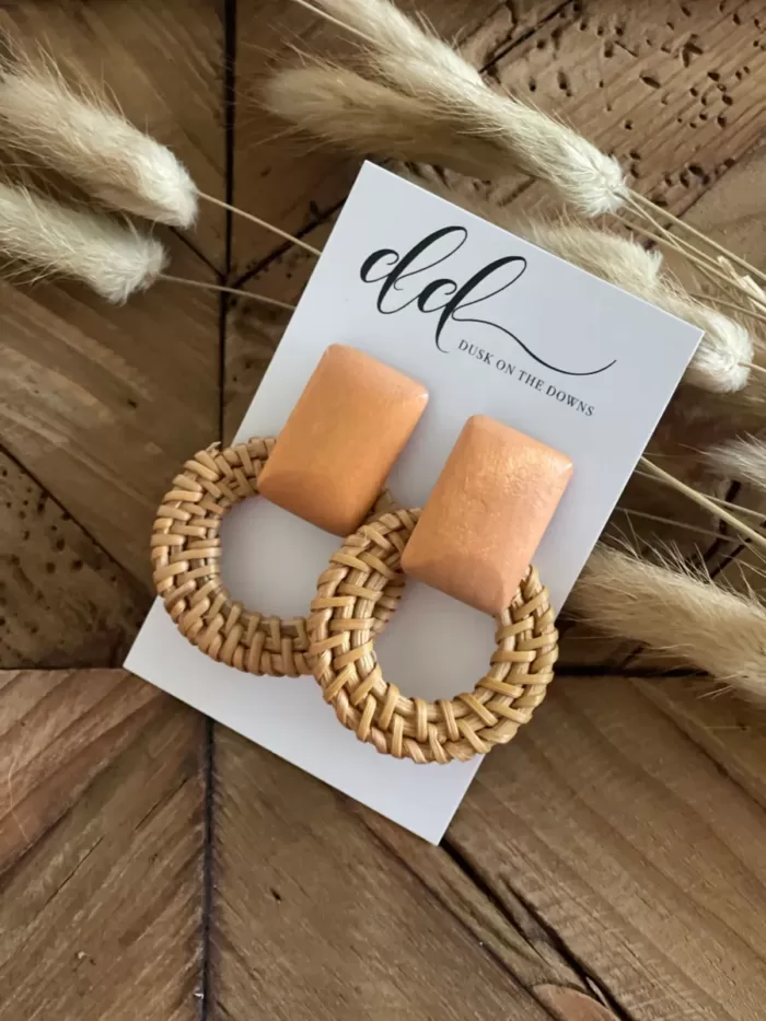 ABBIE Rattan Earrings | Dusk on the Downs