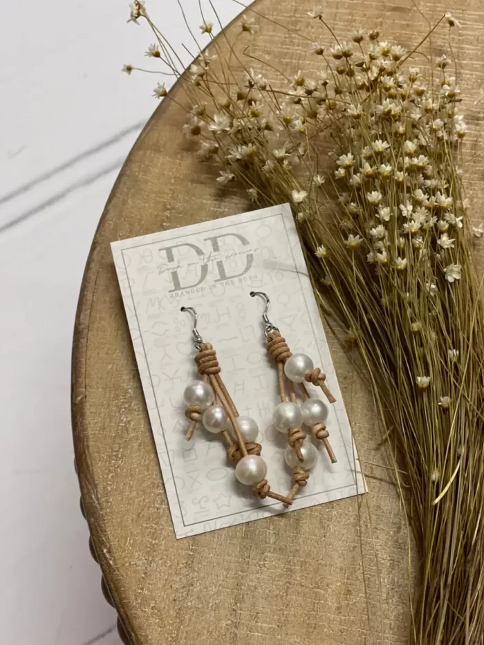 JORJA Leather & Pearl Dangle Earrings | Dusk on the Downs